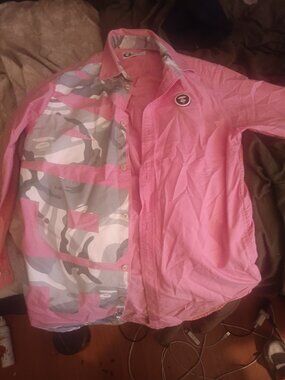 Bape (bathing ape ) pink and camo dress button up